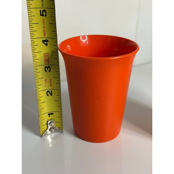 VTG Tupperware Mini Tumbler Set 2 Orange Yellow Cup w/ Lid Spout USA 80s Retro - Picture 8 of 8